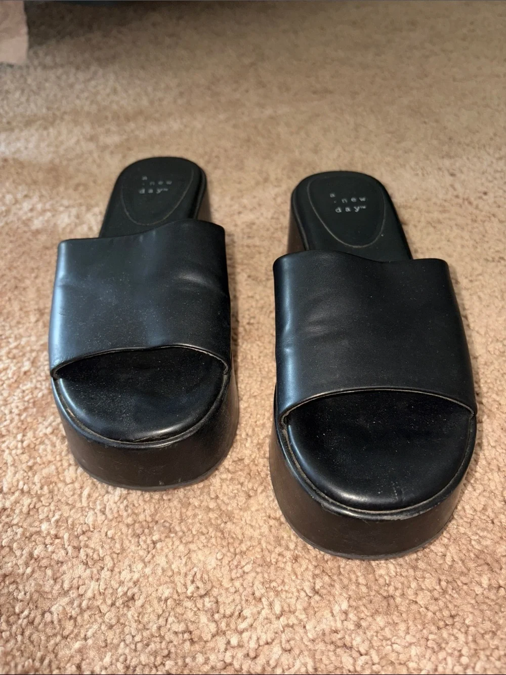 a new day Black Platform Slide Sandals